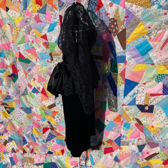 Gunne sax vtg 70s 80s black lace dress 1970s 1980s Jessica McClintock - Picture 8 of 9